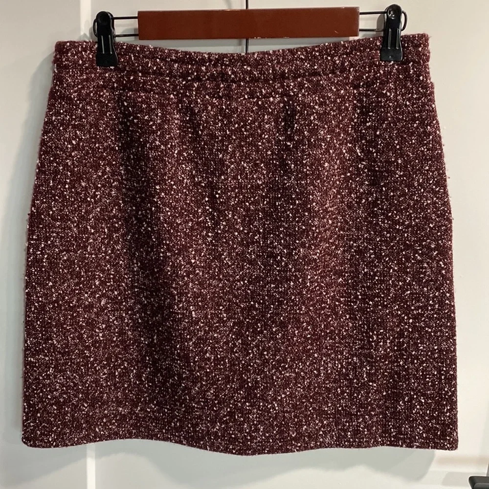 LOFT Burgundy Tweed Sweater Skirt EUC
